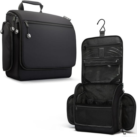 VENTURE 4TH Hanging Travel Toiletry Bag for Women & Men – Large Toiletry Organizer with 18 Compartments, Removable TSA Pouch, Travel Wash Bag for Toiletries, Makeup & Shaving Kit (Black)