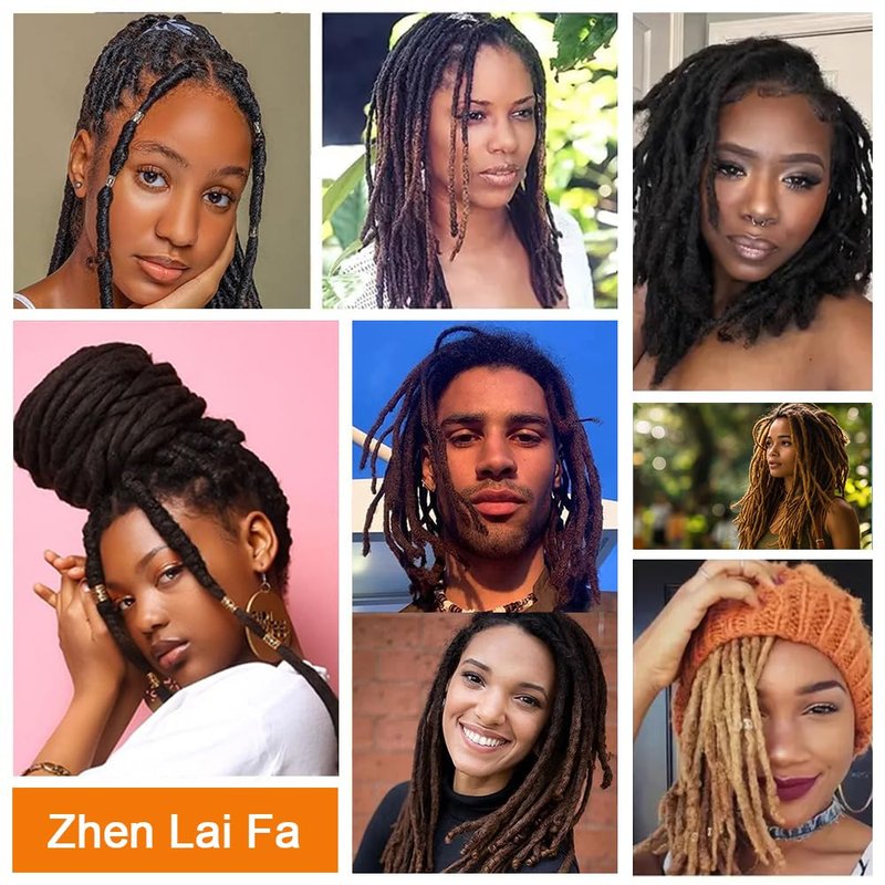 Dreadlock Extensions Human Hair 0.6cm Width 8 Inch 20 Strands, 100% Human Hair Loc Extensions, Full Handmade Locs Extensions for Men/Women, Can be Dyed Soft Dreads, #30 Brown