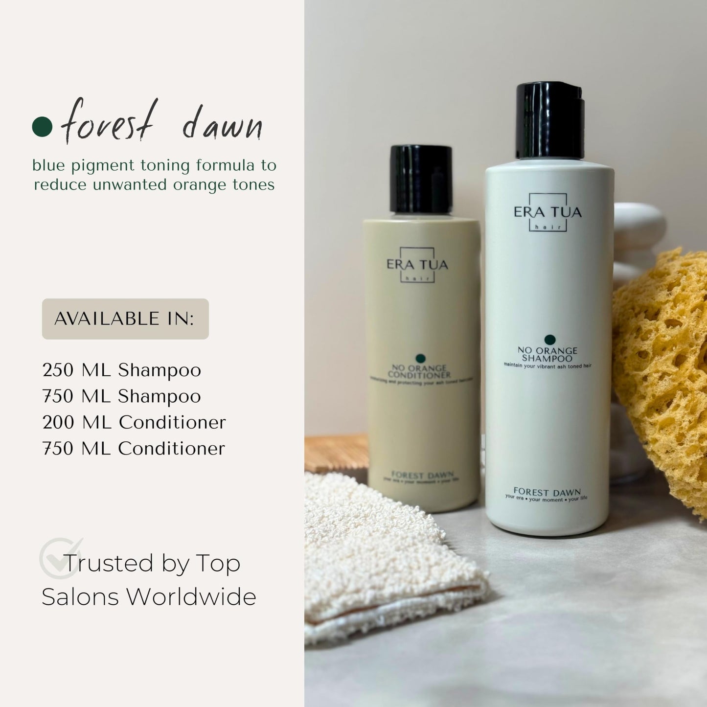 ERA TUA Forest Dawn No-Orange Hair Shampoo| Dutch Made Blue Pigment Neutralizer for Orange & Copper Hair Tones | Paraben Free Formula | Sweet Mandarin, Bergamot, Pink Rose & Vanilla Scent | 250 ml