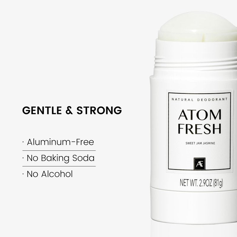 Atom Fresh Deodorant Stick for Women, 72H Odor Protection, Aluminum & Baking Soda Free, Natural Deodorant for Sensitive Skin, Long Lasting Freshness, Smooth Glide, Non-Sticky (Sweet Jam Jasmine)