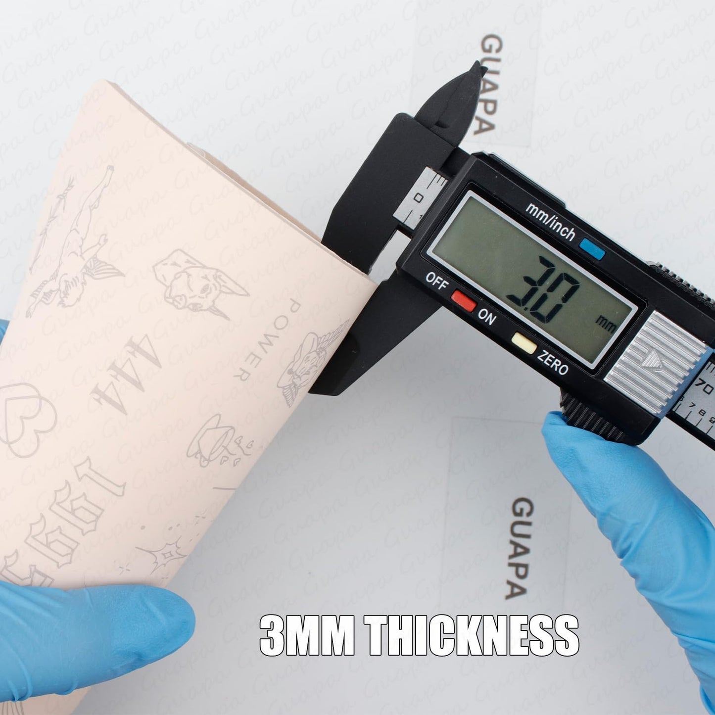 Guapa 3MM Pre-Printed Tattoo Practice Skin – 5.7×8.2"" Thick Silicone Fake Skin for Fine Line Tattoos – Realistic Double-Sided Tattoo Skin for Beginners & Artists (White 3PCS and pink 3PCS)
