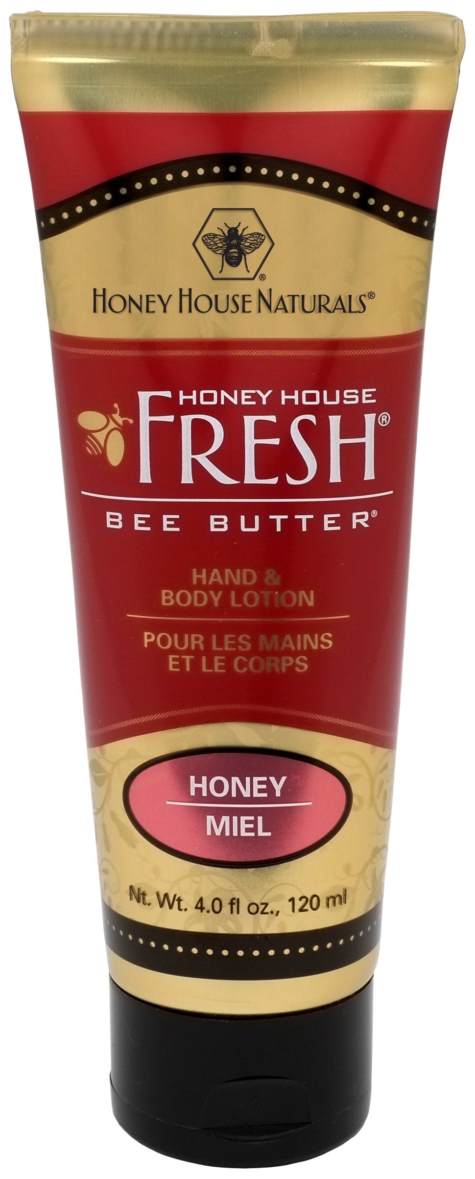 Honey House Naturals Bee Butter Tube Lotion Cream, Honey, 4 Ounce (Pack of 2)