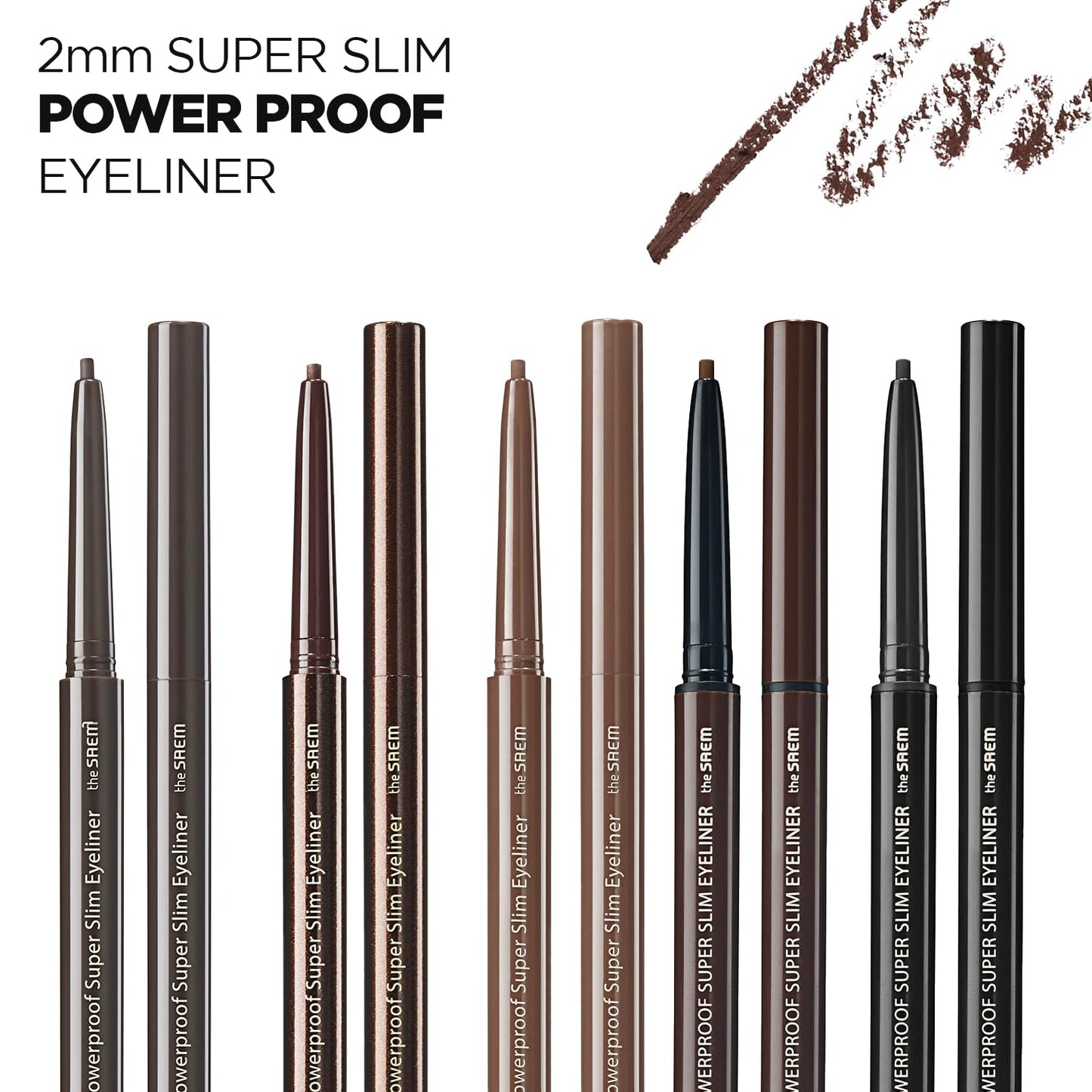 THESAEM Eco Soul Powerproof Super Slim Eyeliner - Smudge Proof Gel Eyeliner - Micro Precision Tip (2mm) - Highly Pigmented & Long-lasting Eye Makeup Glides on Smoothly, 0.1g