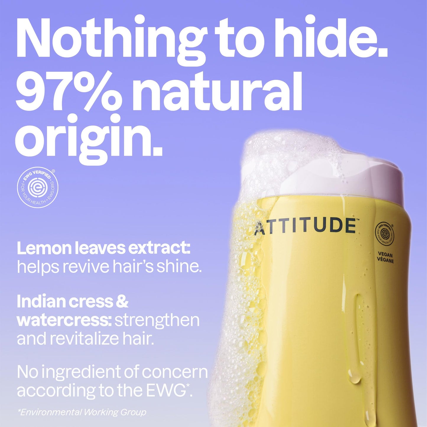 ATTITUDE Hair Shampoo, EWG Verified, Naturally Derived Ingredients, Vegan, Plant Based, 240 & 473 ml