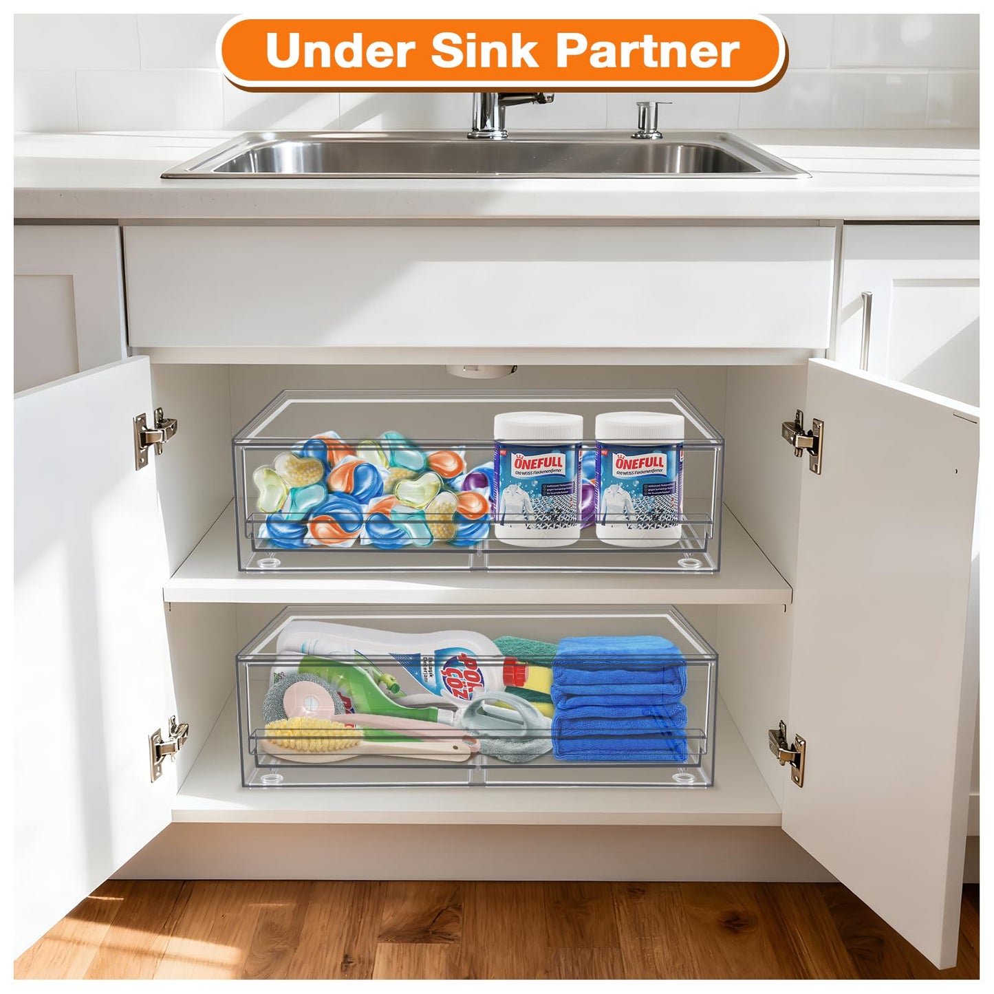 Clear Stackable Storage Drawers,2 Pack Plastic Organizers Bins for Makeup Organizer,Bathroom Makeup Organizer for Palettes,Cosmetic, and Beauty Supplies,Ideal for Vanity, Cabinet,Desk Organization