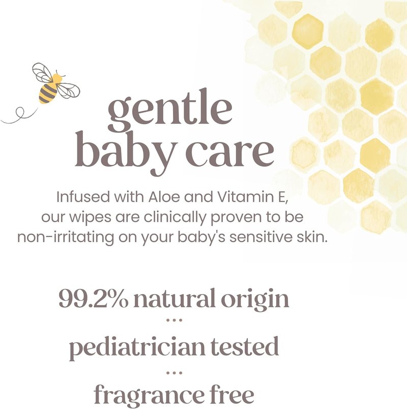 Burt's Bees Baby Wipes - Unscented Natural Aloe & Vitamin E for Sensitive Skin | 72 Wipes Per Pack