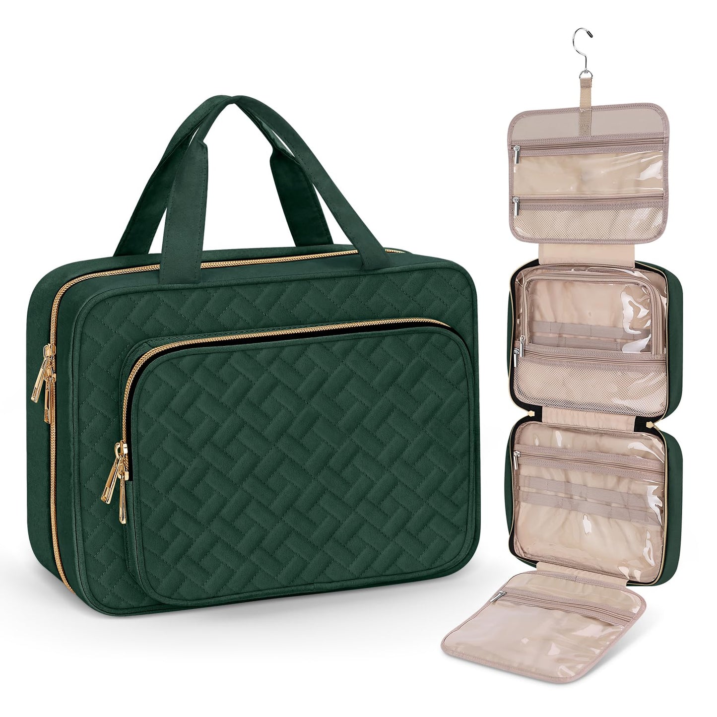 Wedama Toiletry Bag for Women, Large Cosmetic Travel Bag, Hanging Toiletry Bag for Bathroom, Thickened PVC Waterproof Travel Makeup Bag, Toiletries Bag for Travel Business Trips and Camping
