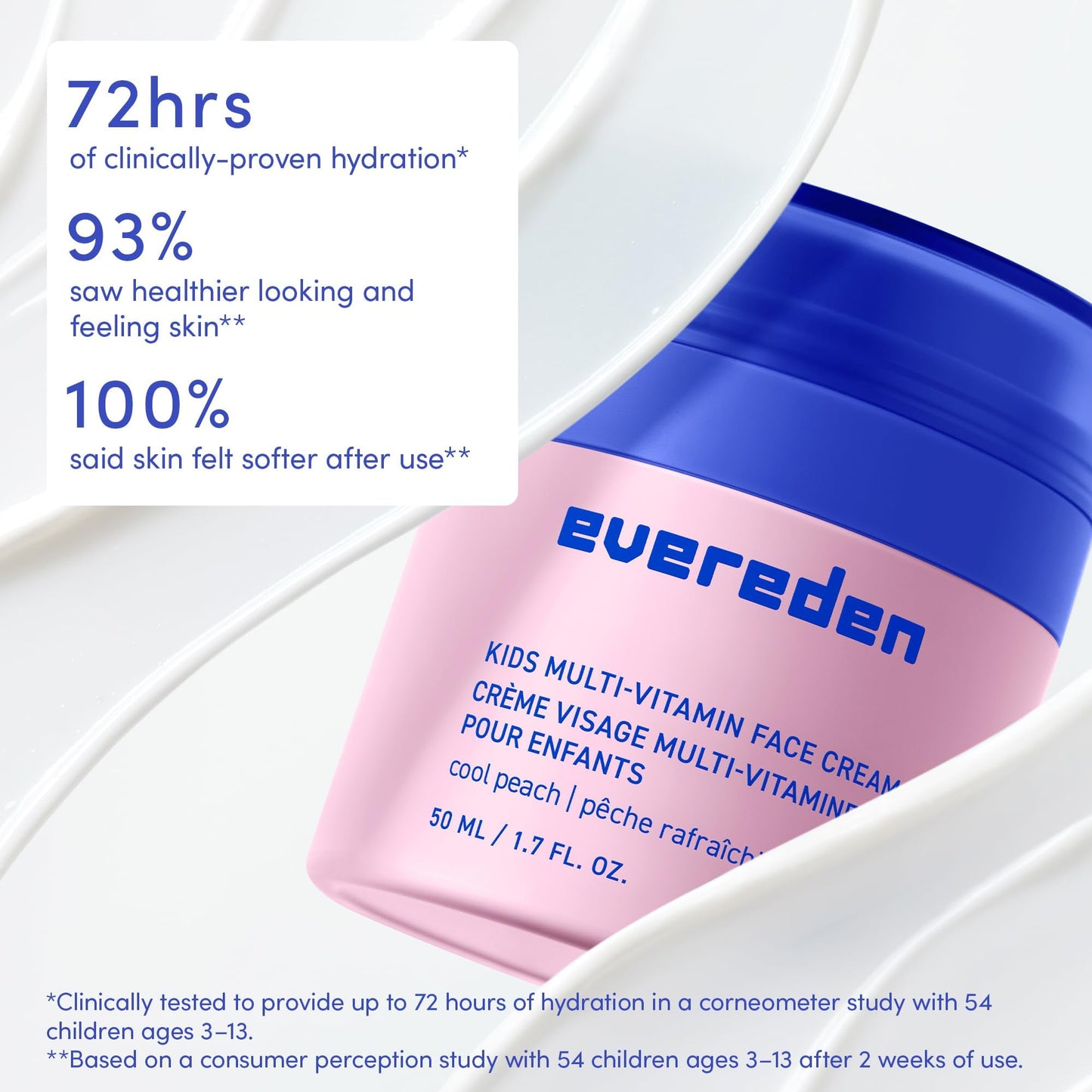 Evereden Kids Cloud Face Wash: Tropical Sorbet, 3.4 fl oz & Kids Face Cream: Cool Peach, 1.7 oz. | Creamy & Fun Skin Care for Toddlers | Easy-to-Use Face Wash & Cream | Non-toxic and Safe Skin Care