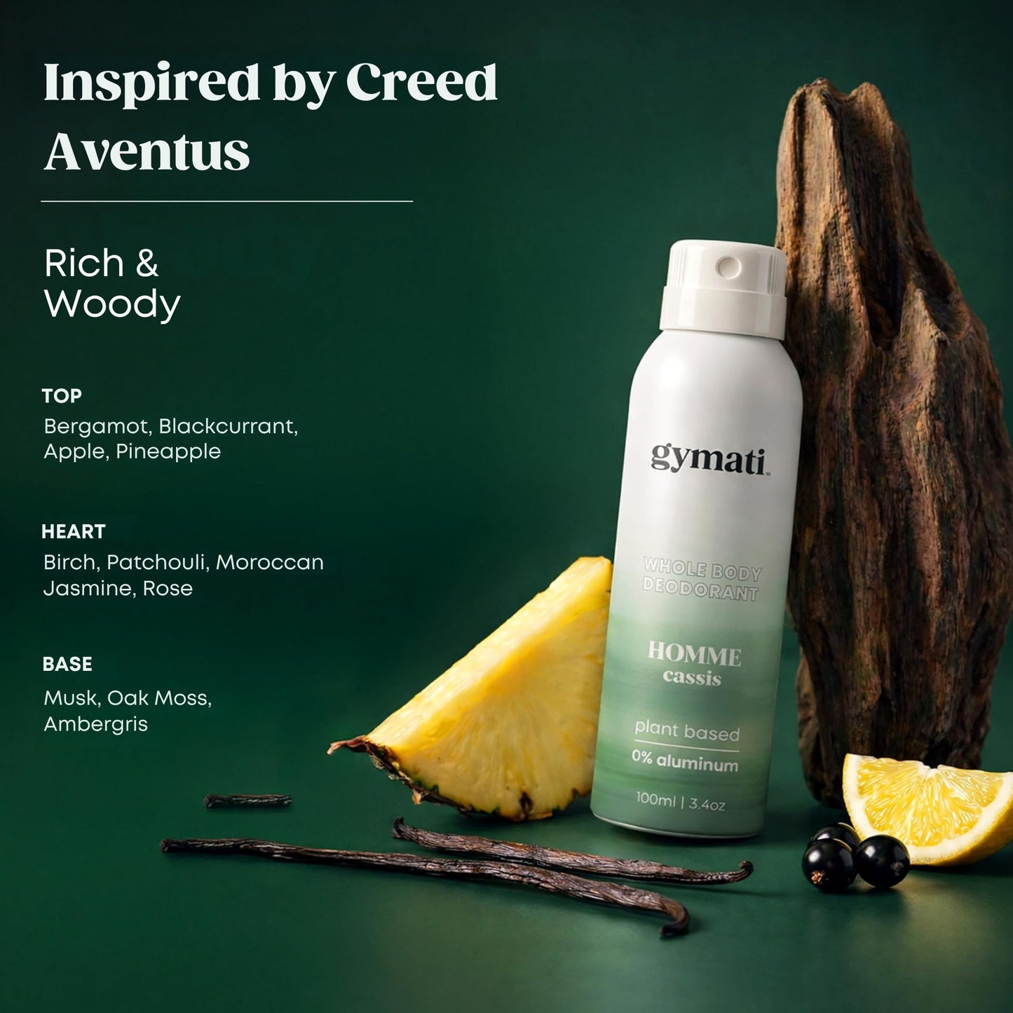 Gymati Natural Deodorant Body Spray – Aluminum-Free, Plant-Based Blend with Aloe & Zinc, Long-Lasting Odor Protection, Luxury-Inspired Scent Men, Pack of 2