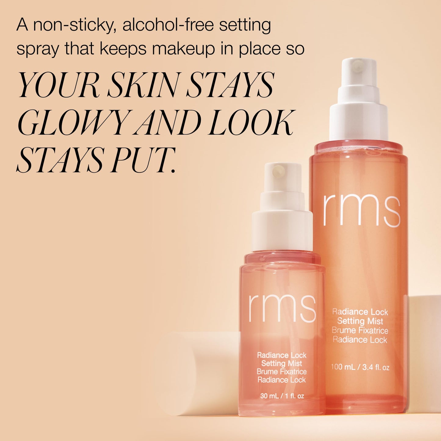 RMS Beauty Radiance Lock Setting Mist - Hydrating Alcohol-Free Makeup Spray - Dewy Glow Finish with Niacinamide & Hyaluronic Acid - 2.0 fl oz