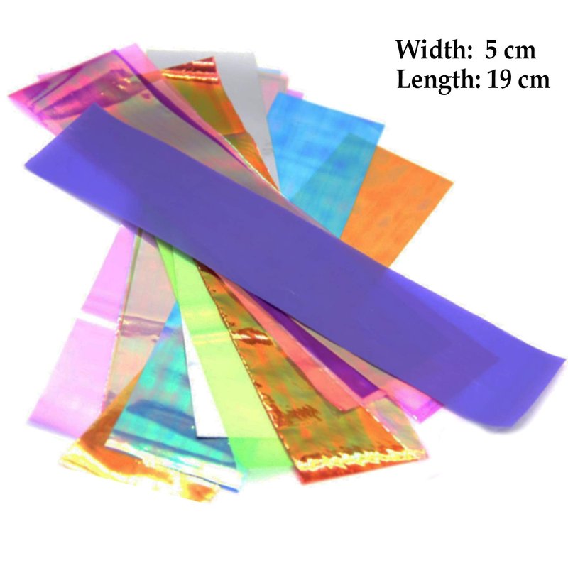 Beaute Galleria 24 Pieces Mixed Colors Nail Art DIY Holographic Shattered Broken-Glass Reflective Mirror Shard Effect Rainbow Thin Iridescent Cellophane Films Foils