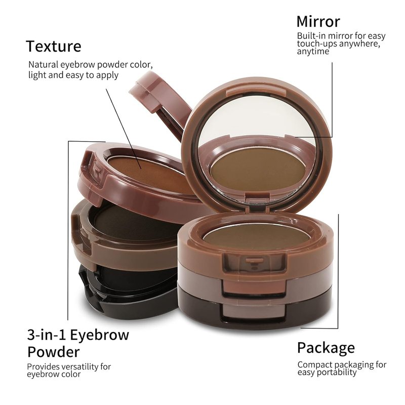 Eyebrow Powder Palette - 3 Color Waterproof Brow Makeup for Perfectly Defined Brows | Long-Lasting Formula