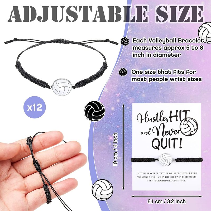 Volleyball Team Gifts for Teen Girls - 48 Pcs Set with Hair Scrunchies, Charm Bracelets, Necklaces & Cosmetic Bags