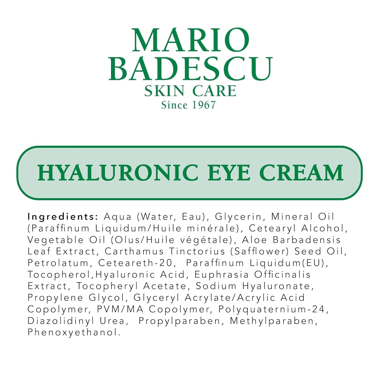 Mario Badescu Eye Cream for Dark Circles & Puffiness - Hydrating Anti-Aging Treatment for Fine Lines | 0.5 oz