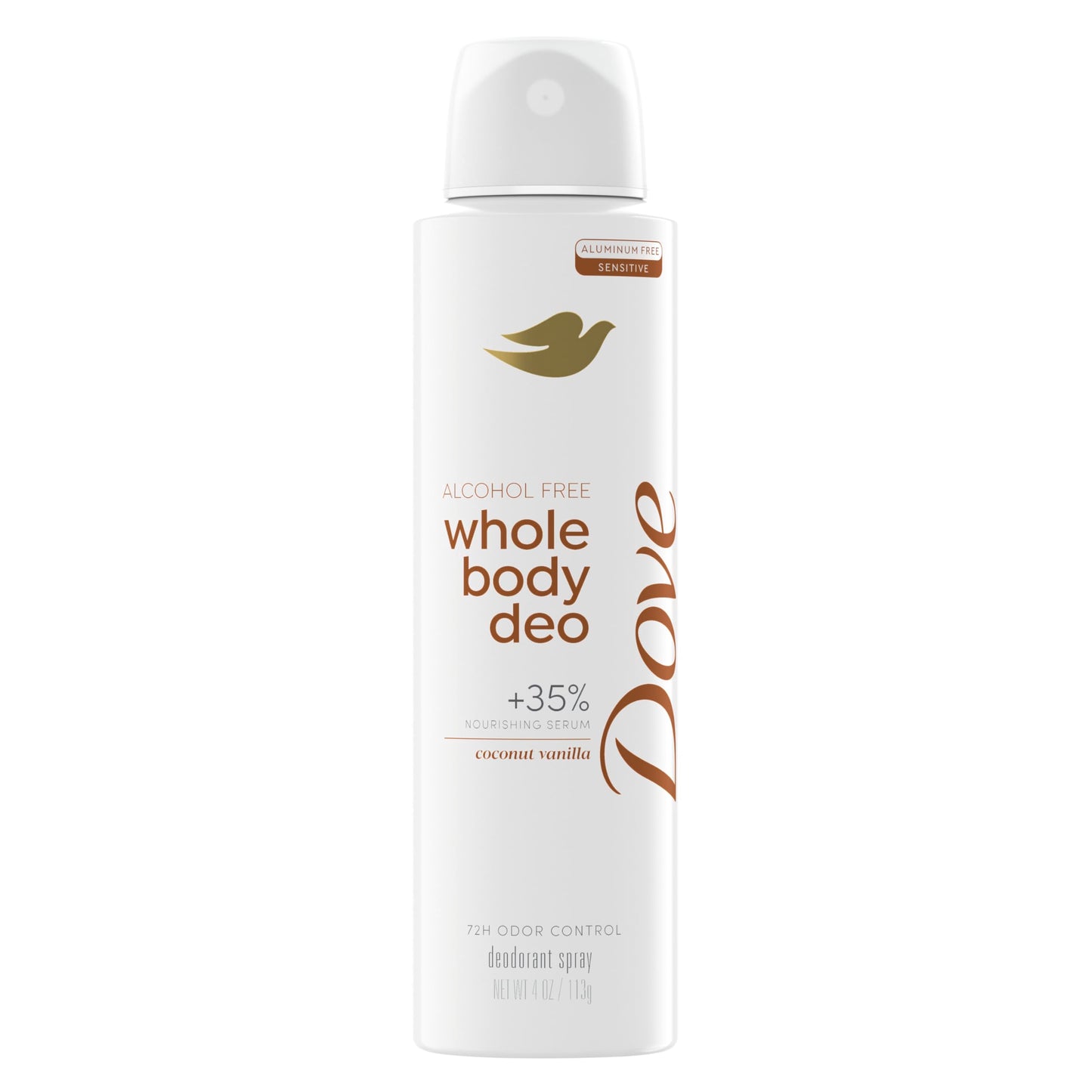 Dove Whole Body Deodorant Spray for Women, Alcohol Free, Scent: Coconut Vanilla, 4 oz