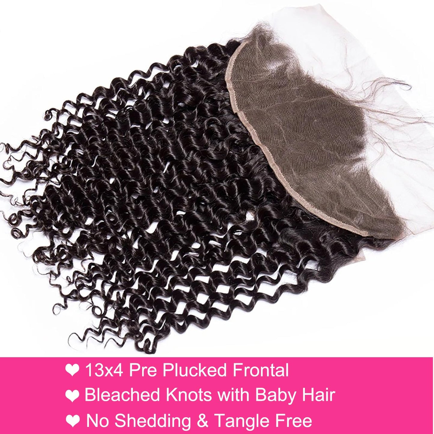 Deep Wave Frontal 13x4 HD Lace Front Human Hair Pre Plucked with Baby Hair Ear to Ear Transparent Lace Closure 100% Virgin Deep Wave Frontal 12 Inch