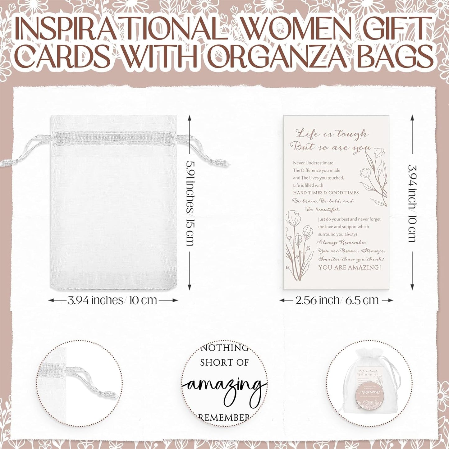 Inspirational Gifts for Women - Wildflower Compact Mirror Set | Double-Sided Folding Mirrors with Gift Cards (12 Pack)