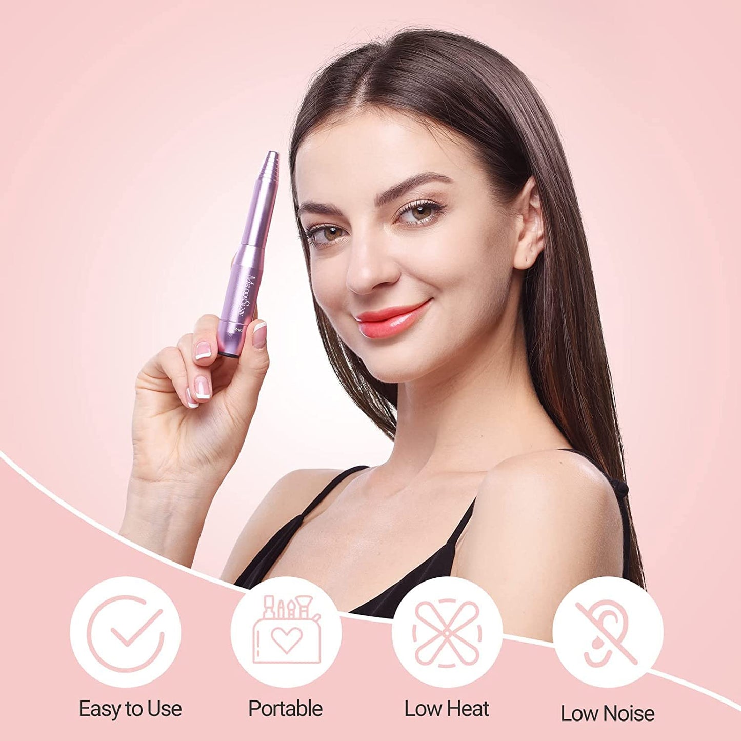 MelodySusie Portable Electric Nail Drill with 10Pcs Diamond Sanding Bit Set with 40pcs Sanding Bands