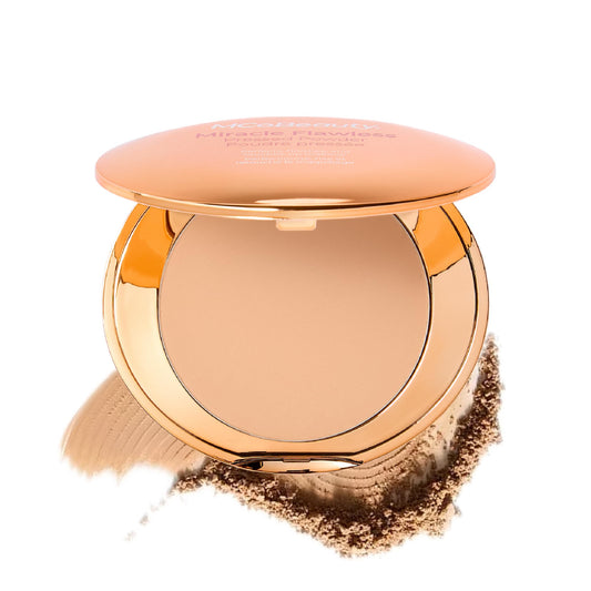 MCoBeauty Miracle Flawless Pressed Powder - 3 Medium Warm - Soft Focus Blurring, Finishing & Setting Powder - Face Makeup Compact with Rose Flower Extract Sweet Almond Oil - Vegan & Cruelty Free