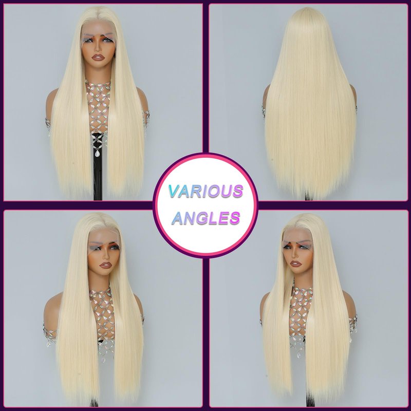 Barbique Blonde Wig, Synthetic Lace Front Wigs Pre-Plucked 13x6 HD Glueless Long Straight 26 Inch Ready to Wear 613 Wigs Beginner Friendly Suitable for Daily Party Wear