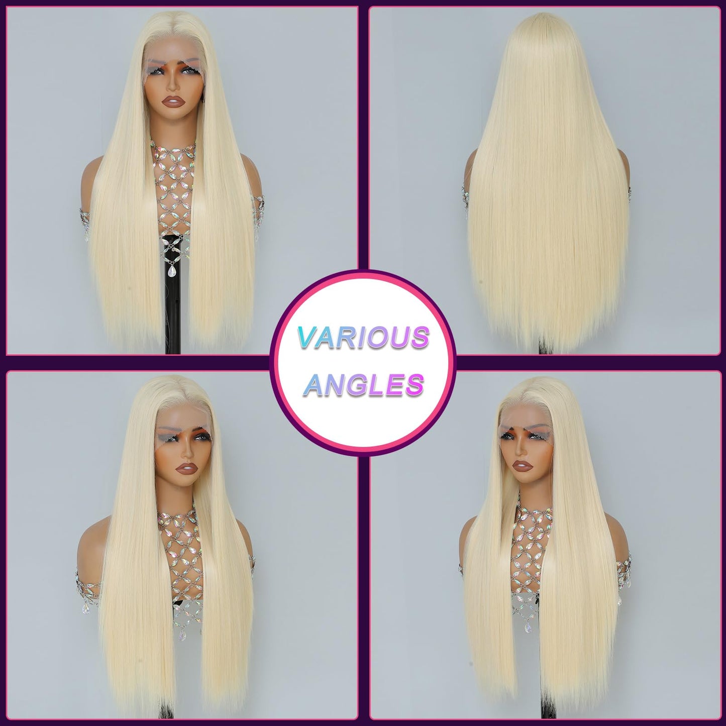 Barbique Blonde Wig, Synthetic Lace Front Wigs Pre-Plucked 13x6 HD Glueless Long Straight 26 Inch Ready to Wear 613 Wigs Beginner Friendly Suitable for Daily Party Wear