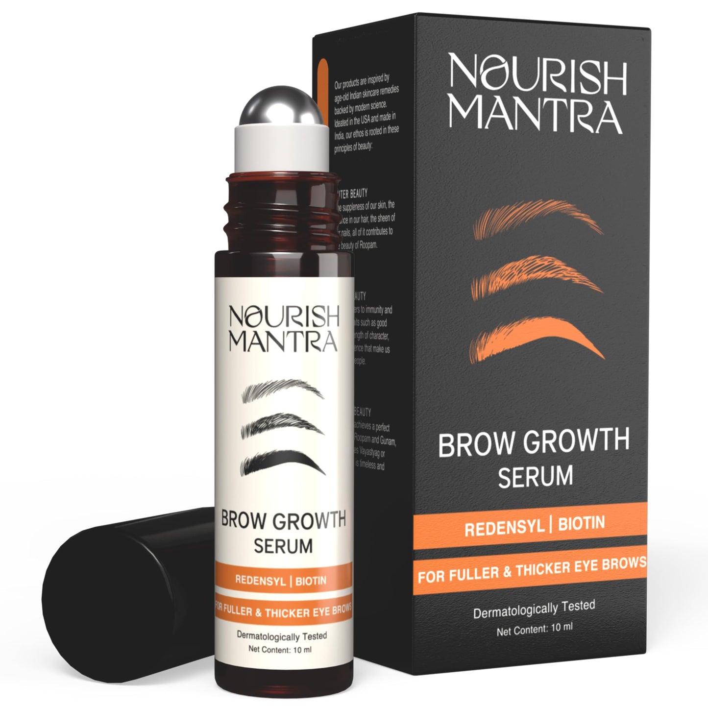 Nourish Mantra Eyebrow Growth Serum, Boost Regrowth for Longer, Thicker, Fuller-Looking Brows, Effective Enhancing Formula with Redensyl,Biotin & Peptides 10 ml