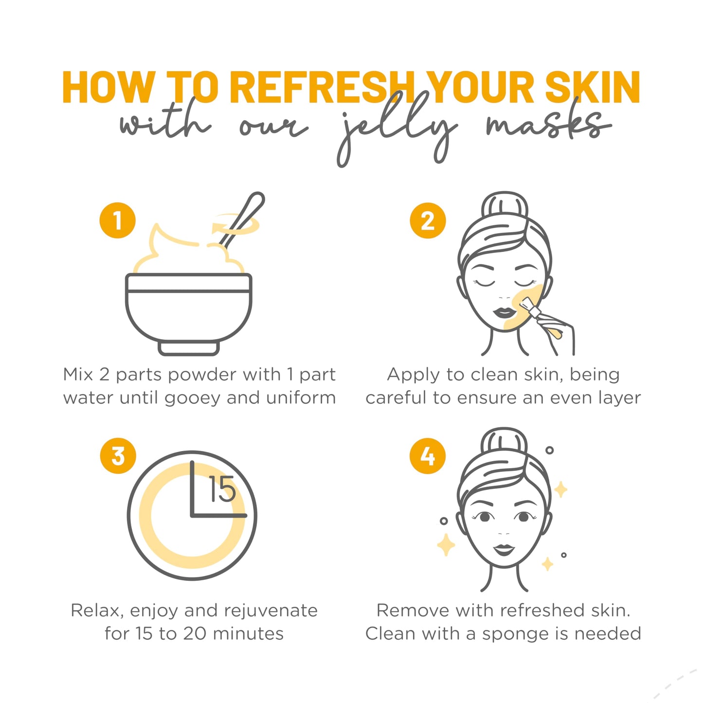 BRÜUN Peel-Off Jelly Mask Rubber Mask - 5 Treatments BHA AHA (Black Gold Salicylic AC, Red Gold Lactic AC, White Gold Glycolic AC, 24k Gold Mandelic AC, Hyaluronic AC) - 2 Packs of Each