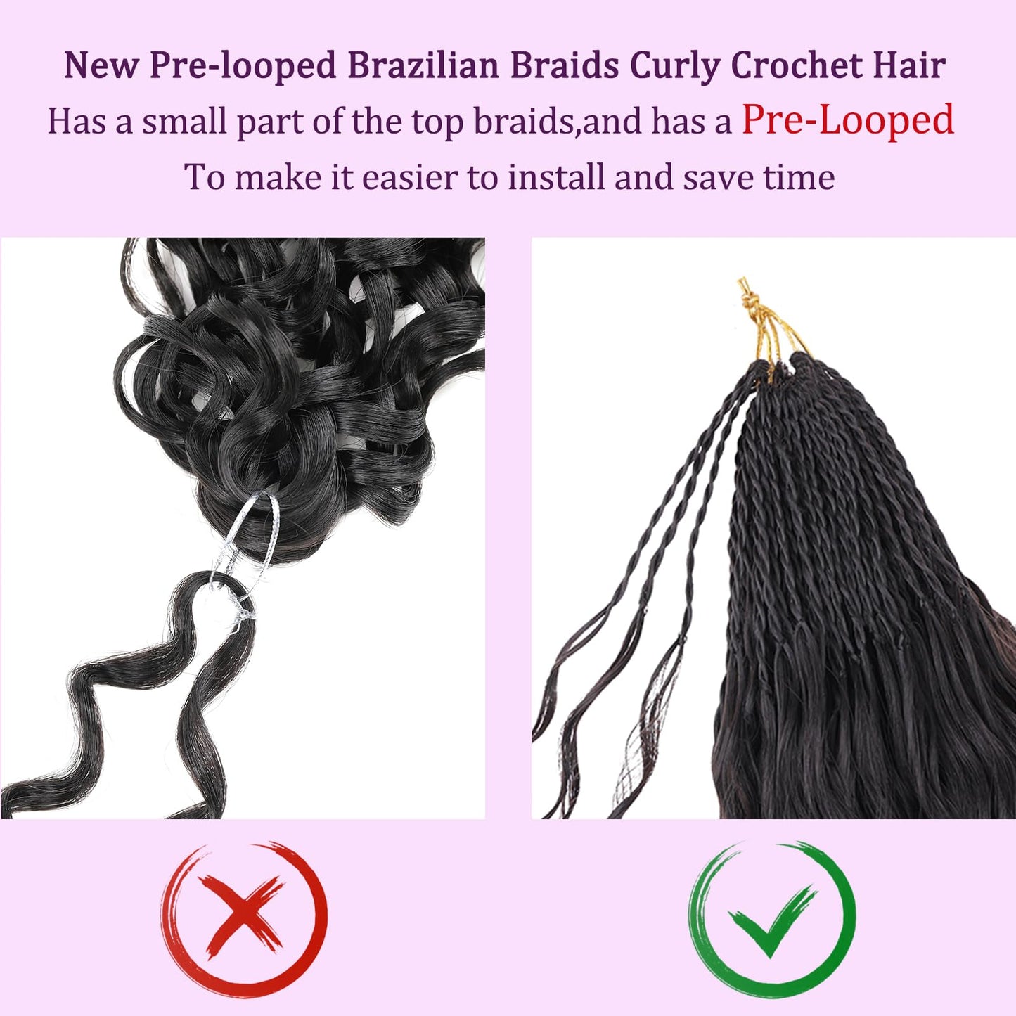 ZRQ Pre looped Micro Brazilian Braids Curly Crochet Hair 18 inch Water Wave Crochet Hair Afro Kinky Curly Crochet Hair Extensions Deep Wave Synthetic Crochet Hair For Women
