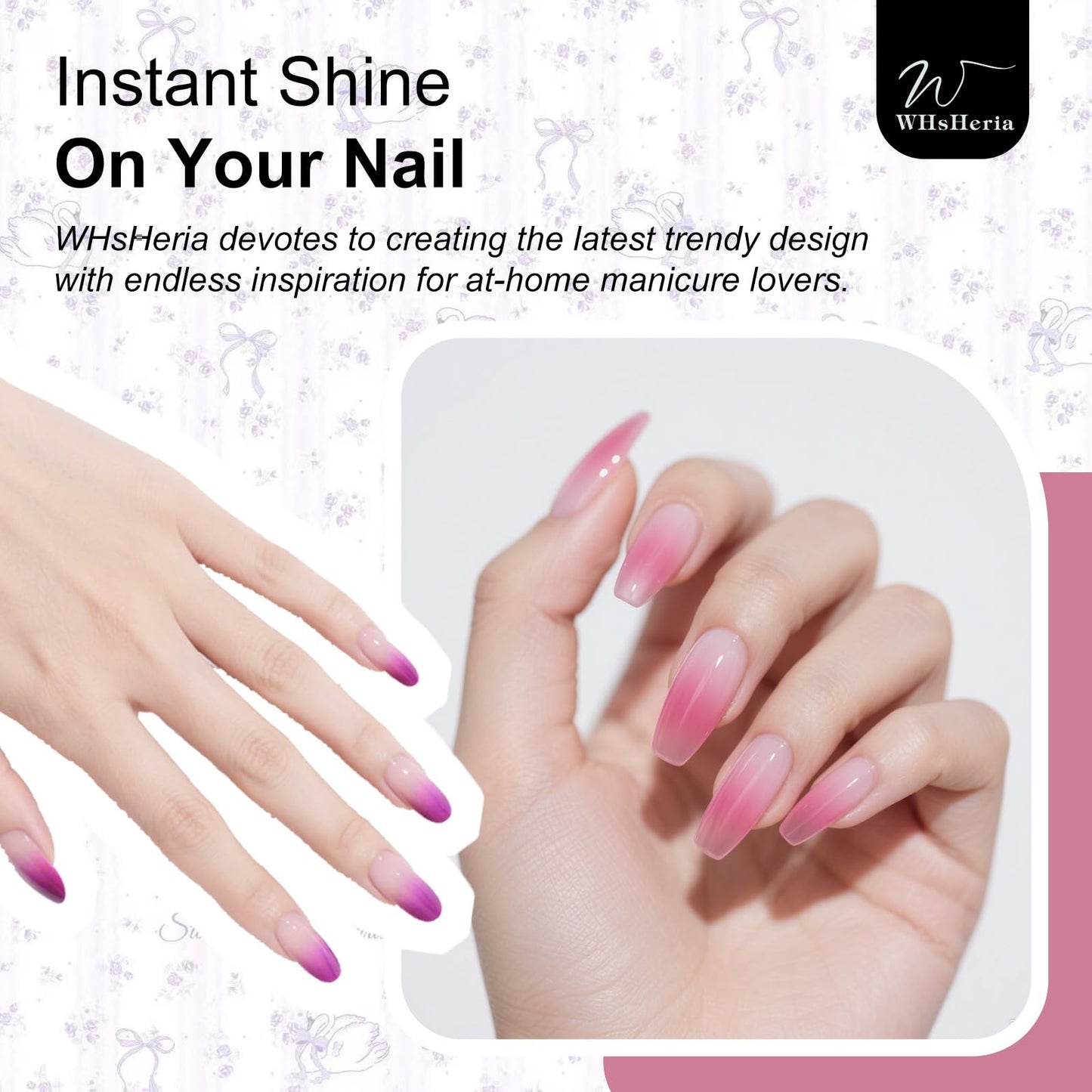 WHsHeria TPO Free Jelly Translucent Gel Nail Polish Set，6pcs 10ml Red Pink Purple Milk White Long-lasting Soak off UV Light Suit Give It to Women as a Gift for Daily Life at Home (119-C)