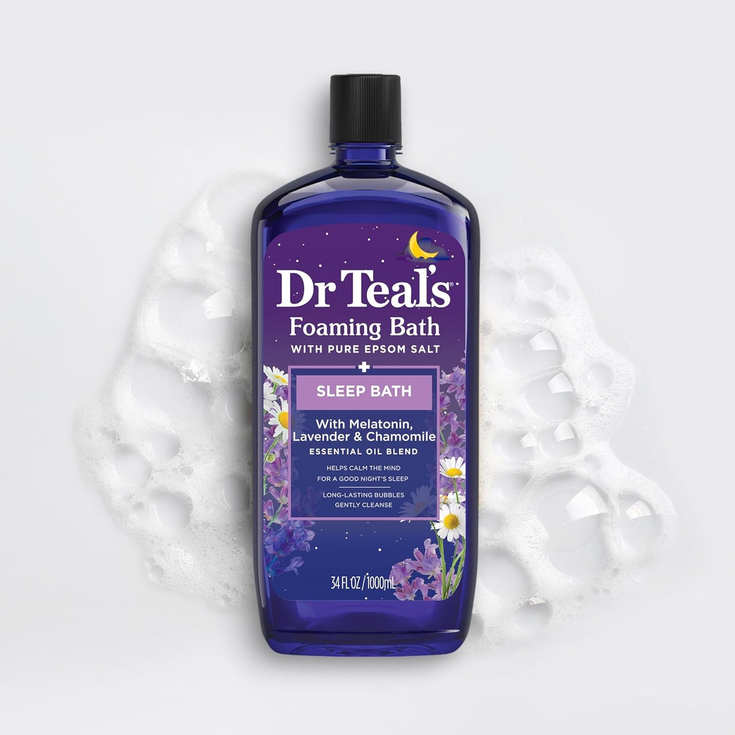 Dr Teal's Foaming Bath - Melatonin Sleep Soak with Pure Epsom Salt | 34 fl oz (Pack of 4)