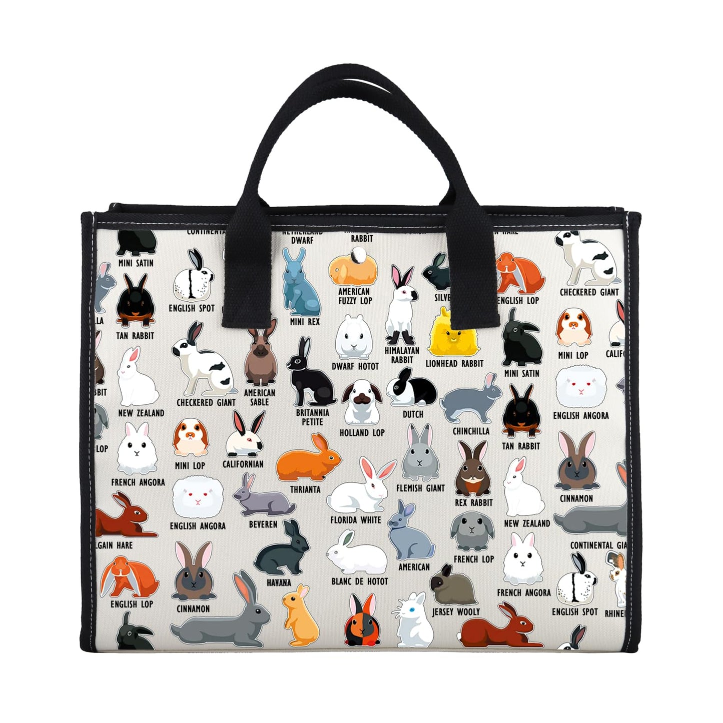 G2TUP Bunny Lover Gift Type of Rabbits Tote Bag Bunnies Owner Handbag Rabbit Lover GiftS Rabbit Fan Gift (Type of Rabbits TT)