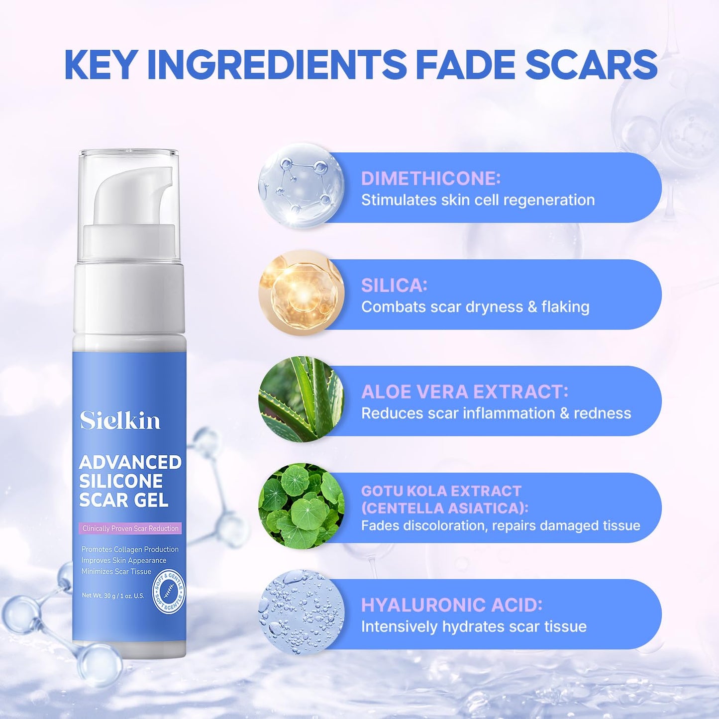 Medical Grade Silicone Scar Gel: Old and New Scars Removal Cream - Intensive Fade Surgical & C-Section Scars, Stretch & Acne Marks, Injury, Burns, Keloids, 30g, 2 Scar Sheets