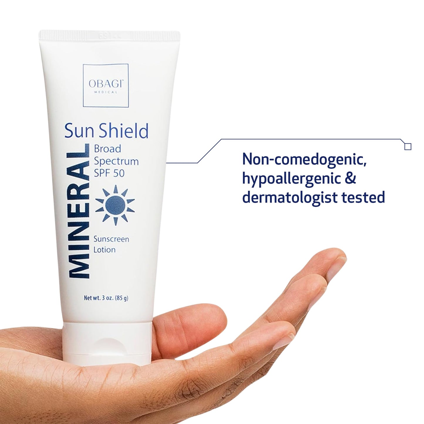 Obagi Medical Sun Shield Hypoallergenic Mineral Sunscreen - Broad Spectrum SPF 50 Protection from the Sun - Sheer, Quick-Absorbing Formula - 3 oz