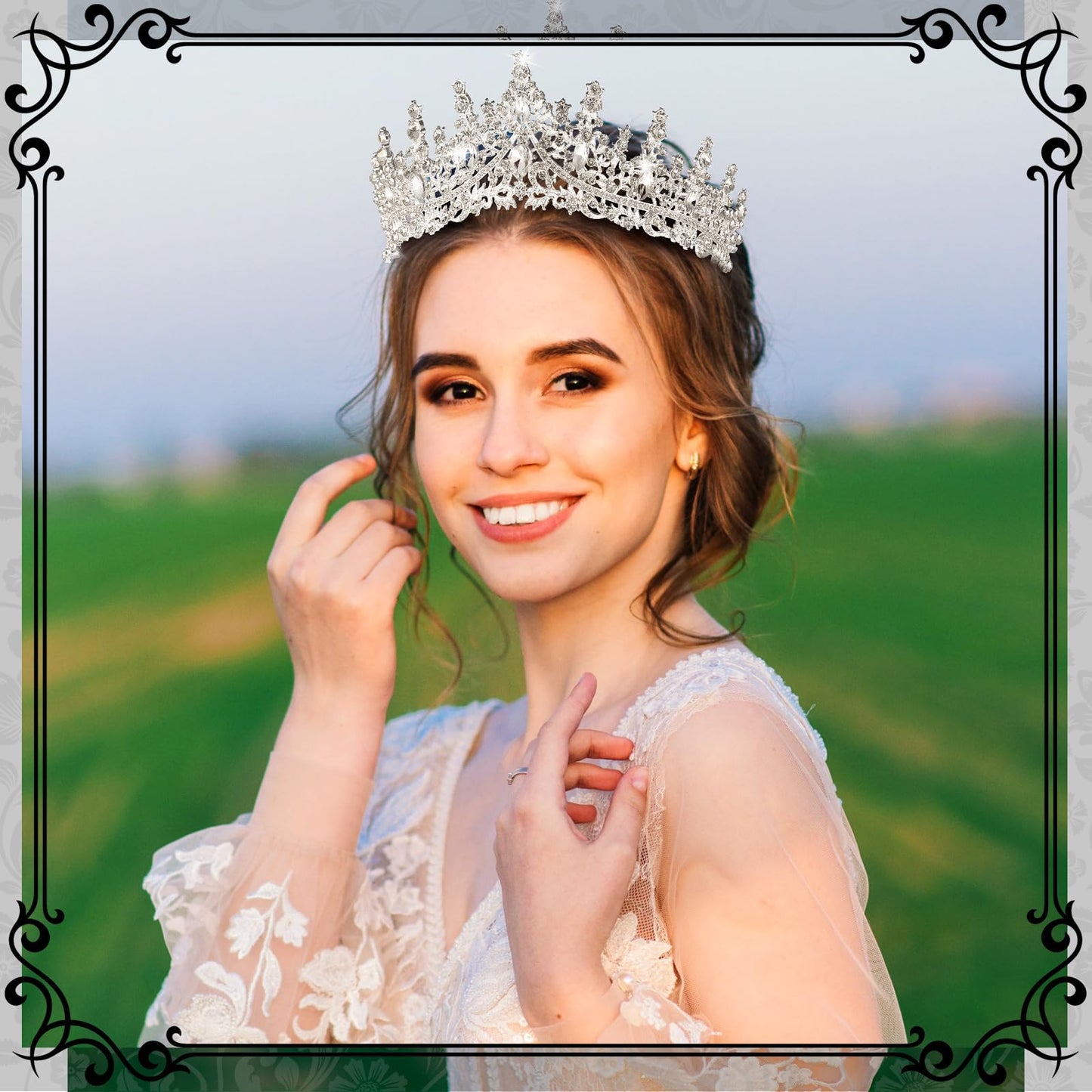 Kigeli 4 Pack Queen Crowns for Women Pageant Crown with Combs Princess Rhinestones Tiara Headband Prom Tiara for Quinceanera Birthday Cosplay Wedding(Silver)