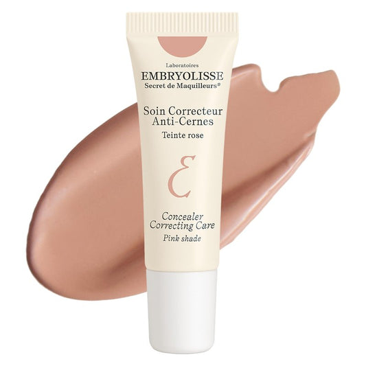 Embryolisse Concealer Correcting Skincare, Pink, Covers Dark Circles & Puffiness. Hydrating Under Eye Makeup with Age-Defying Vitamin B3 & E, 0.27 Fl Oz