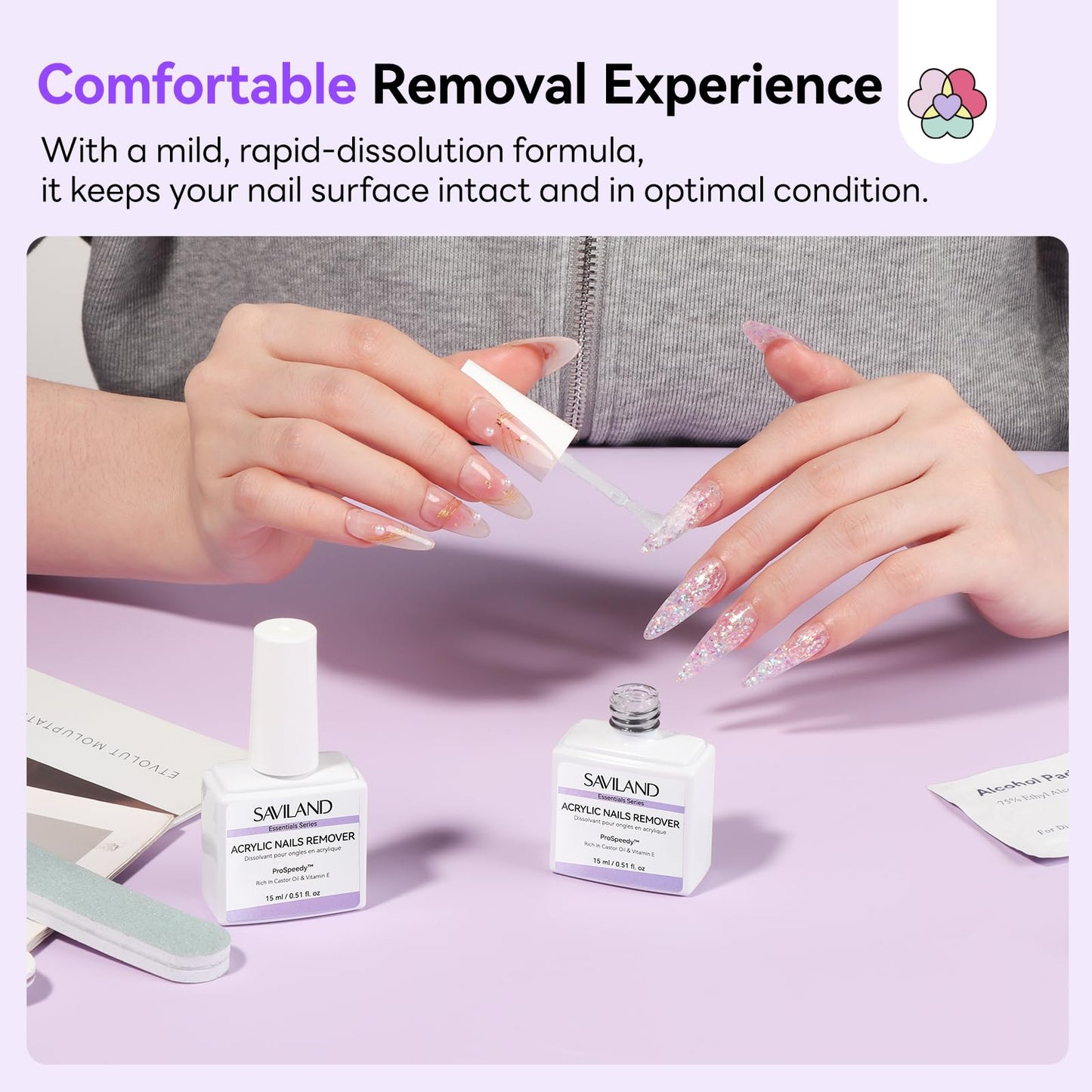 Saviland Acrylic Nail Kit with Everything for Beginners - Acrylic Powder & Liquid Set Nails Tips Glue Gel Kit Gel Nail Polish U V Light for Nails Art for Home DIY