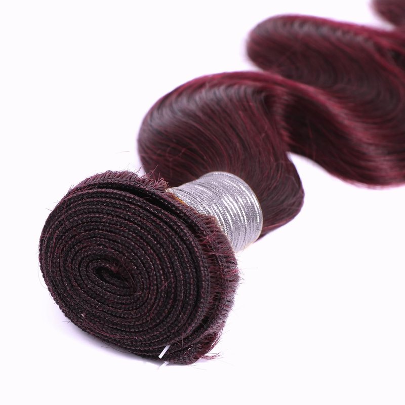 Dark Burgundy Wine Color Human Hair Bundles - Body Wave, 12A Virgin Remy, Soft & Thick | 10-12-14 Inch