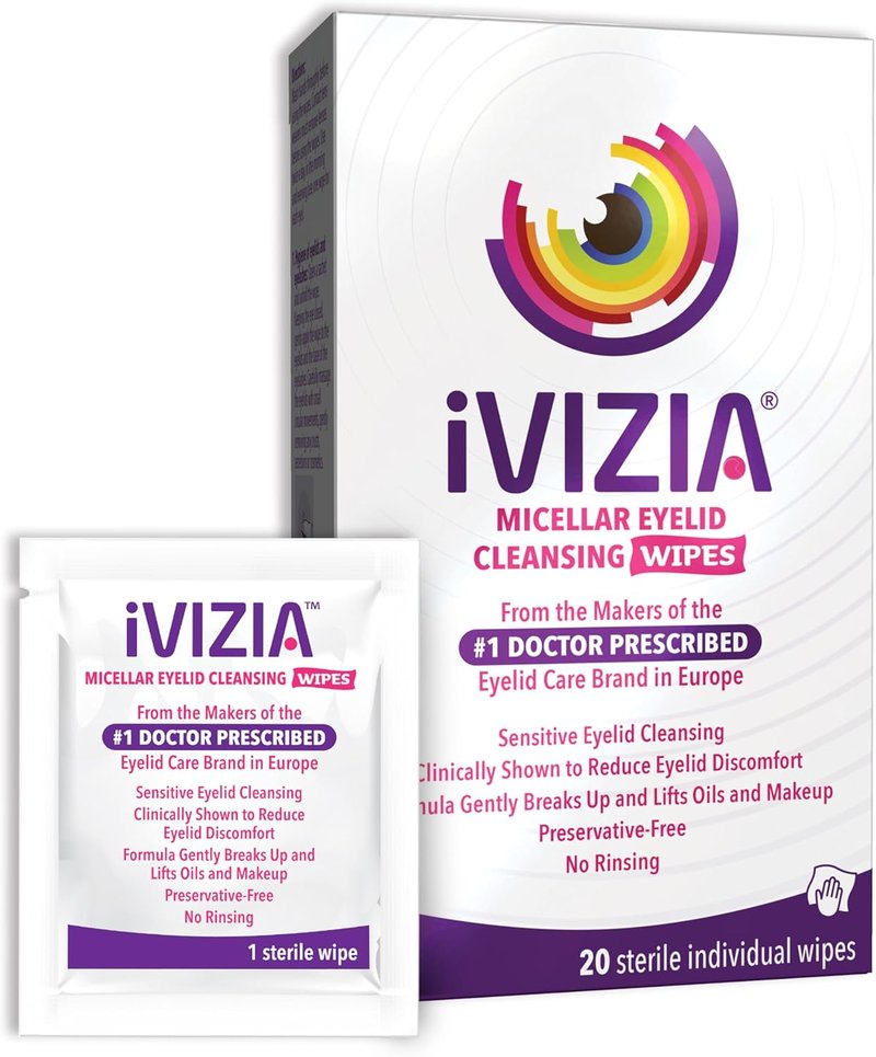 Eyelid Cleansing Bundle - 20 Sterile Wipes & 3.3 Fl Oz BAK-Free Micellar Cleanser