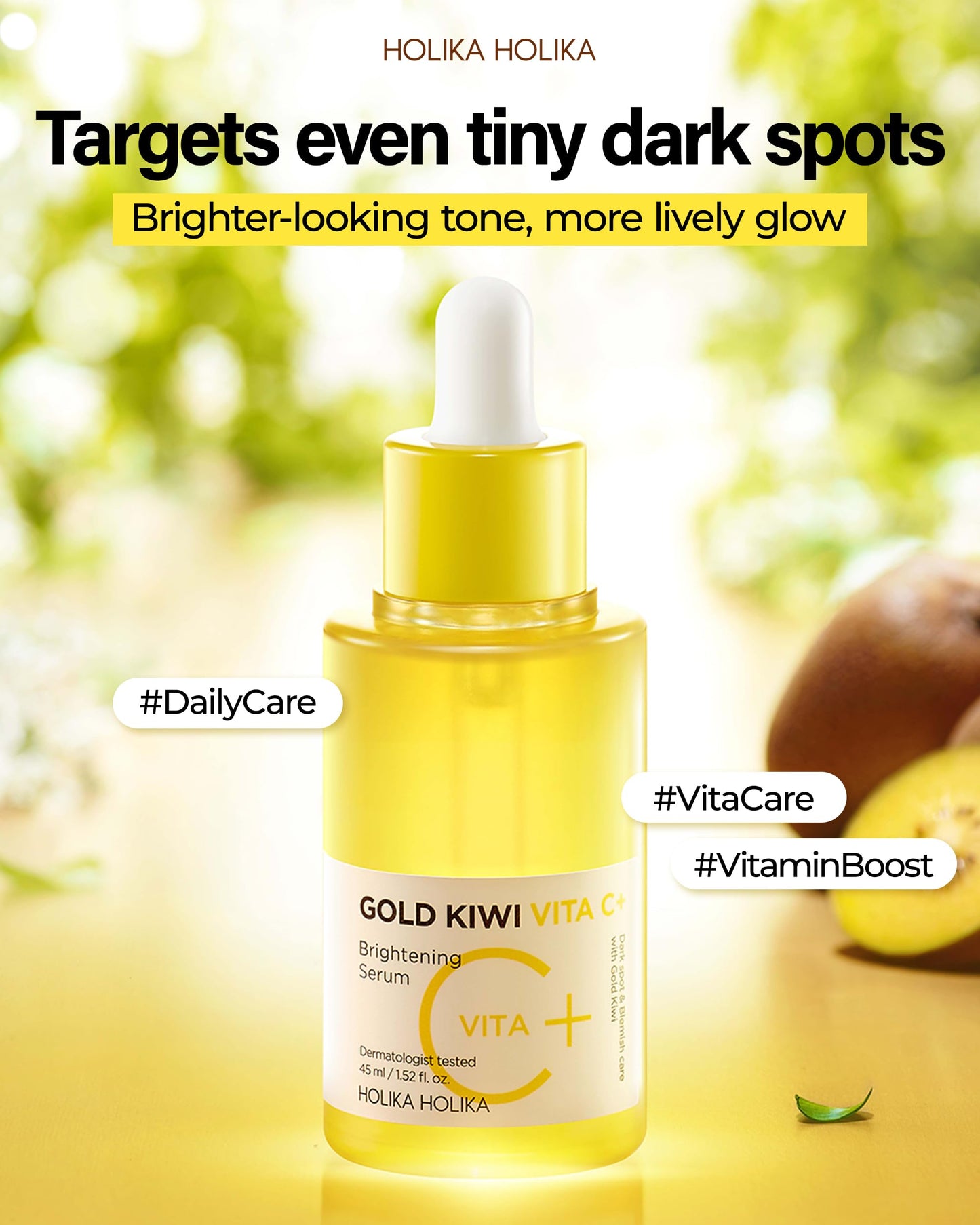 HOLIKA HOLIKA Gold Kiwi Vita C Plus Skincare Set – Korean Vitamin C Serum Duo with Antioxidant-Rich Gold Kiwi Extract, Radiance-Enhancing Formula for Dewy, Healthy-Looking Skin, 1.52 fl.oz.