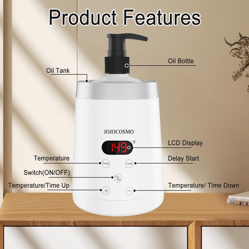 JOJOCOSMO Massage Oil Warmer Professional Lotion Warmers for SPA, Automatic Oil Lotion Cream Warmer For Salon, Home, with Two Oil Bottle Dispenser (White)