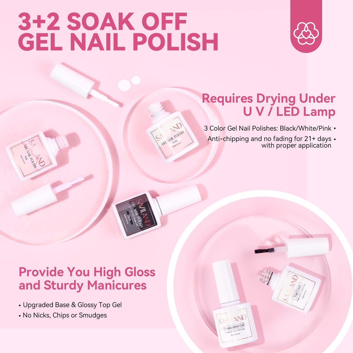 SAVILAND Acrylic Nail Kit with Everything: Complete Nails Kit Acrylic Set For Beginners & Enthusiasts Gel Polish Set U V Lamp, Nail Brushes, and Decorations for DIY Home Salon