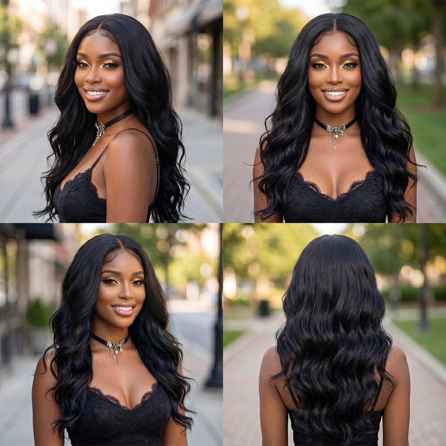 KRSI Black V Part Wig 24" Long Body Wave Synthetic U V Part Half Wigs Glueless Upgrade U Part Wig Glueless Full Head Clip in Hair Extensions for Black Women