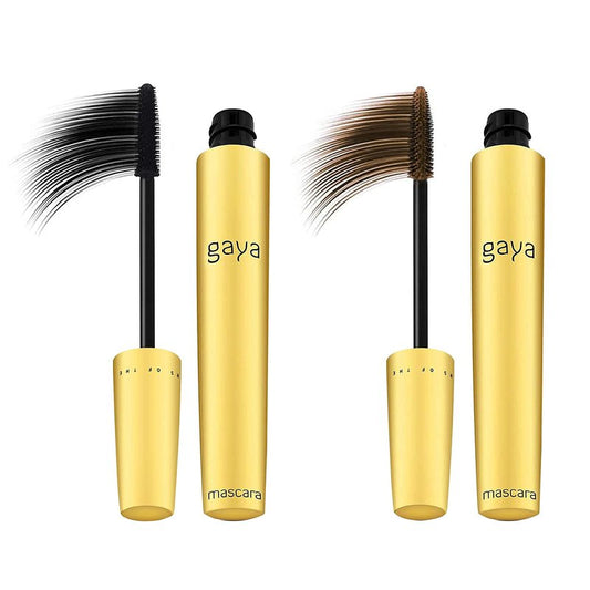Vegan Black & Brown Mascara for Sensitive Eyes, Natural Hypoallergenic mascara, Lengthening and Volumizing for Natural Looking, Cruelty Free, Ophthalmologist Tested- By Gaya cosmetics