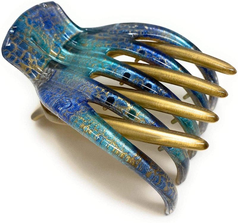 Yoga Clip - Medusa Heirlooms Small | Golden Blue Sea Foam Design