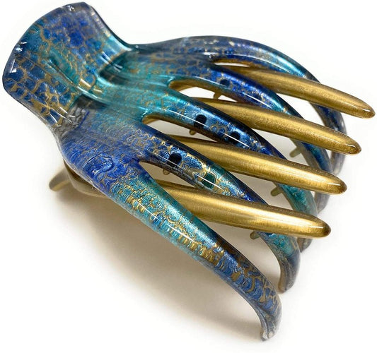 Yoga Clip - Medusa Heirlooms Small | Golden Blue Sea Foam Design