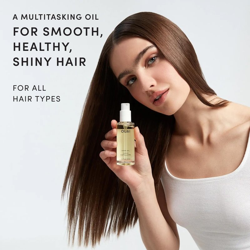 OUAI Hair Oil - Frizz Control Heat Protectant Oil for Shine & Smooth Split Ends | Color Safe, 1.5 fl oz