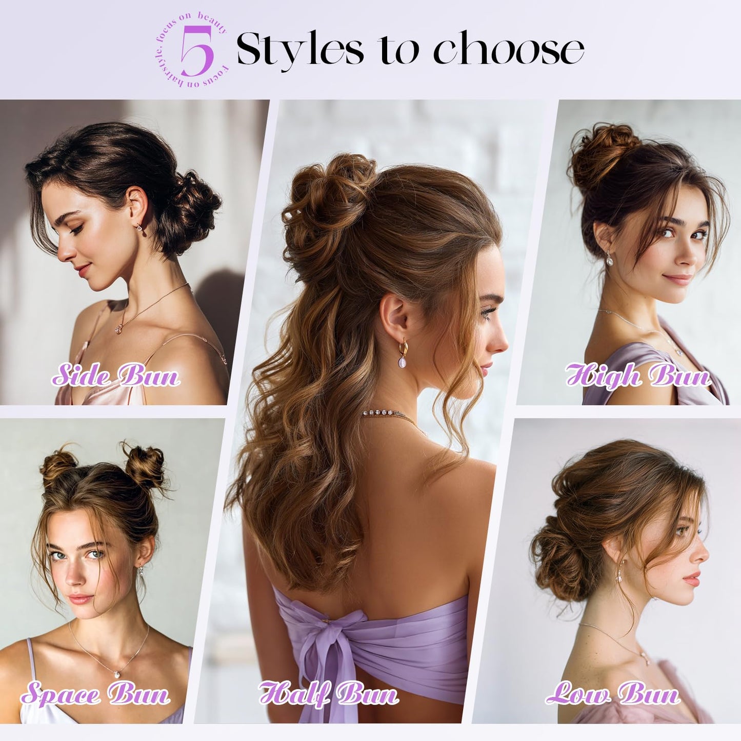SOFEIYAN Human Hair Bun 100% Real Human Hair 16g Messy Bun Natural Tousled Stretchy Fluffy Donut Updo Elegant Chignon with Elastic Rubber Band Fake Bun Hair Piece for Women - Dark Brown