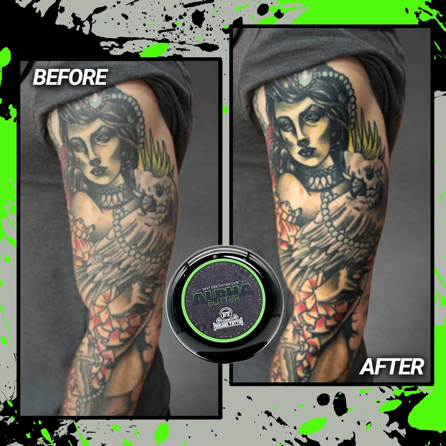 Alpha Butter - Premium Tattoo Aftercare Product - Promotes Faster Healing - Renew and Revitalize Your Tattoos (Two 4oz Tubs)