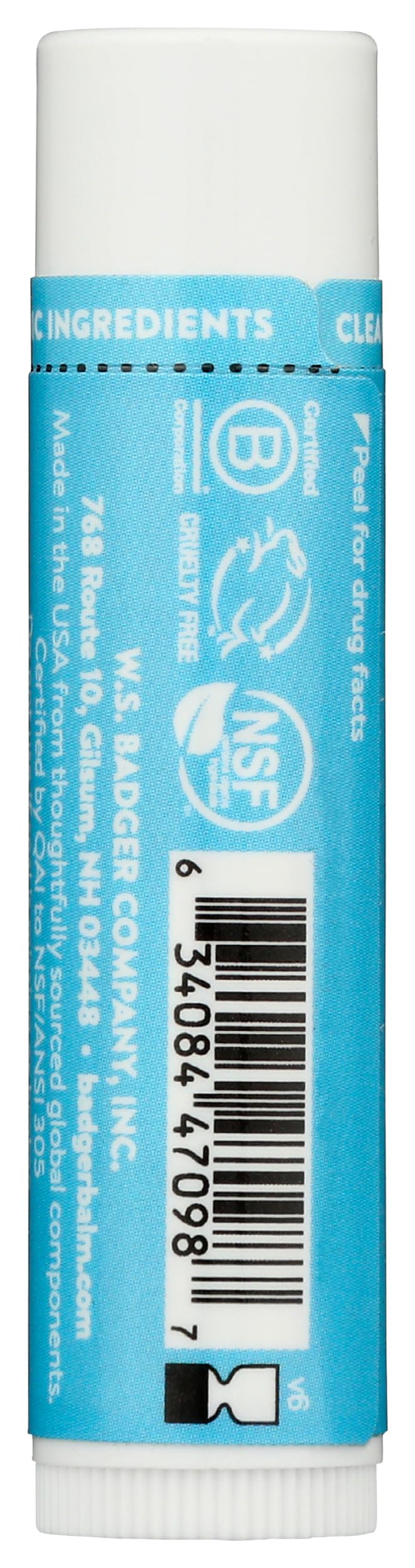 Badger Sunscreen Lip Balm SPF 15, Organic Mineral Sunscreen SPF Lip Balm with Zinc Oxide, Reef Friendly, Broad Spectrum, Water Resistant, Unscented, .15 oz