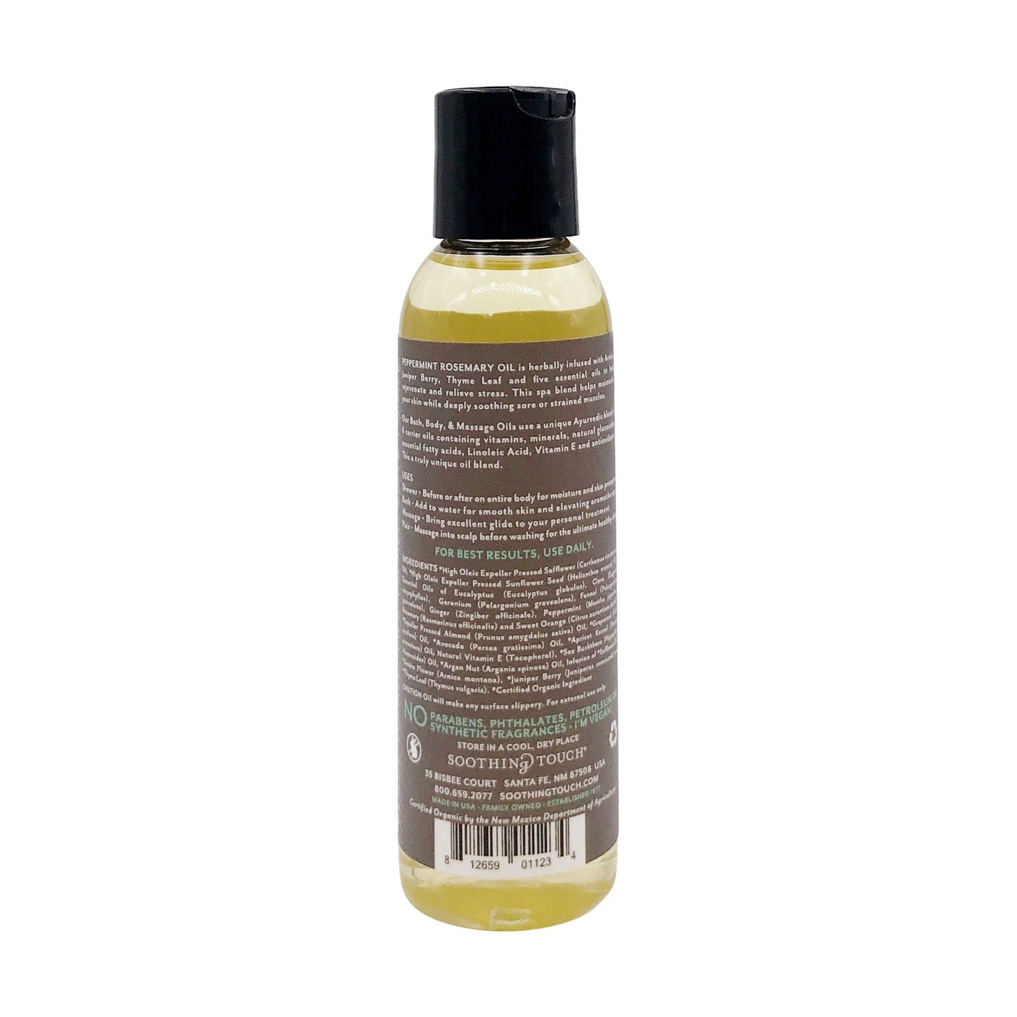 Soothing Touch Peppermint Rosemary Organic Bath, Body & Massage Oil, 4 Fl Oz (Pack of 3)